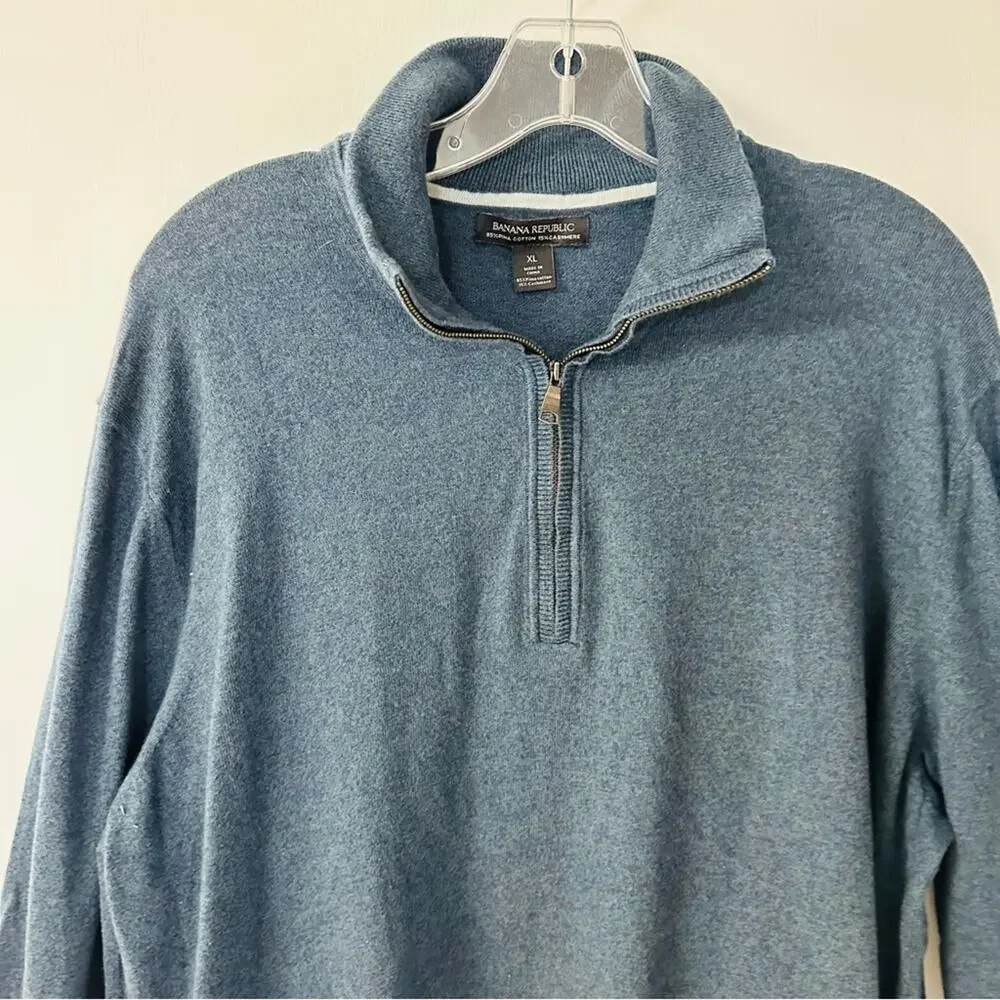 Banana Republic Mens 1/4‎ Zip Pullover Sweater Long Sleeve Cashmere Blend Sz XL